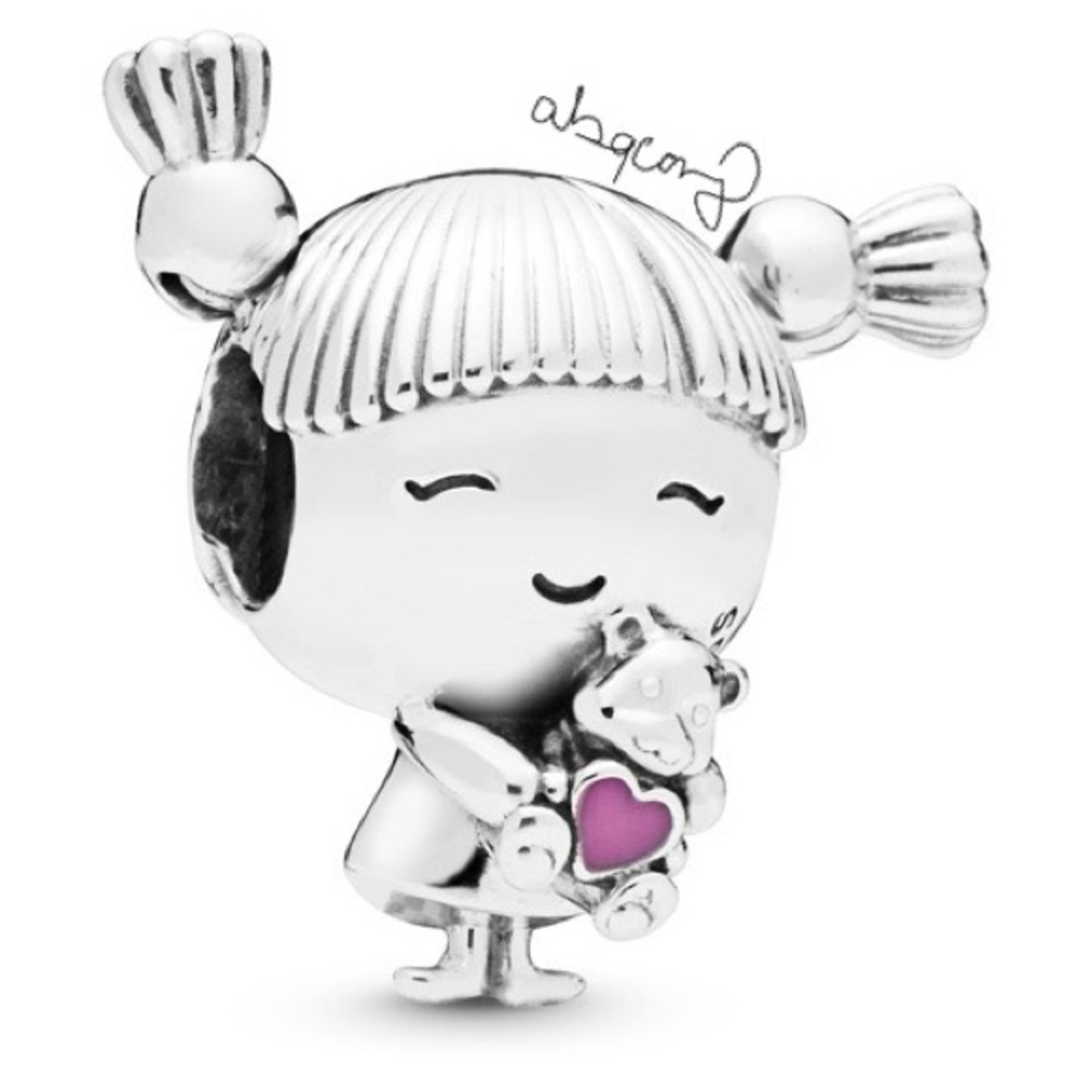 EUC Pandora 798016EN160 Sterling Silver Girl with Pigtails Family Charm